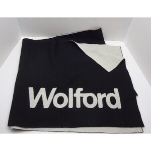 NWOT Wolford Reversible Logo Scarf‎ Black White Knit Oversized Virgin Wool Wrap